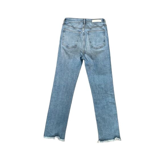 Jonathan Simkhai River High Rise Straight Leg Jeans Light Wash Frayed Hems 27 - Picture 4 of 14